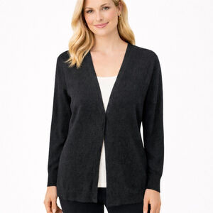 McDuff Black One Button Closure Cardigan Sweater 100% Cashmere Long Size L